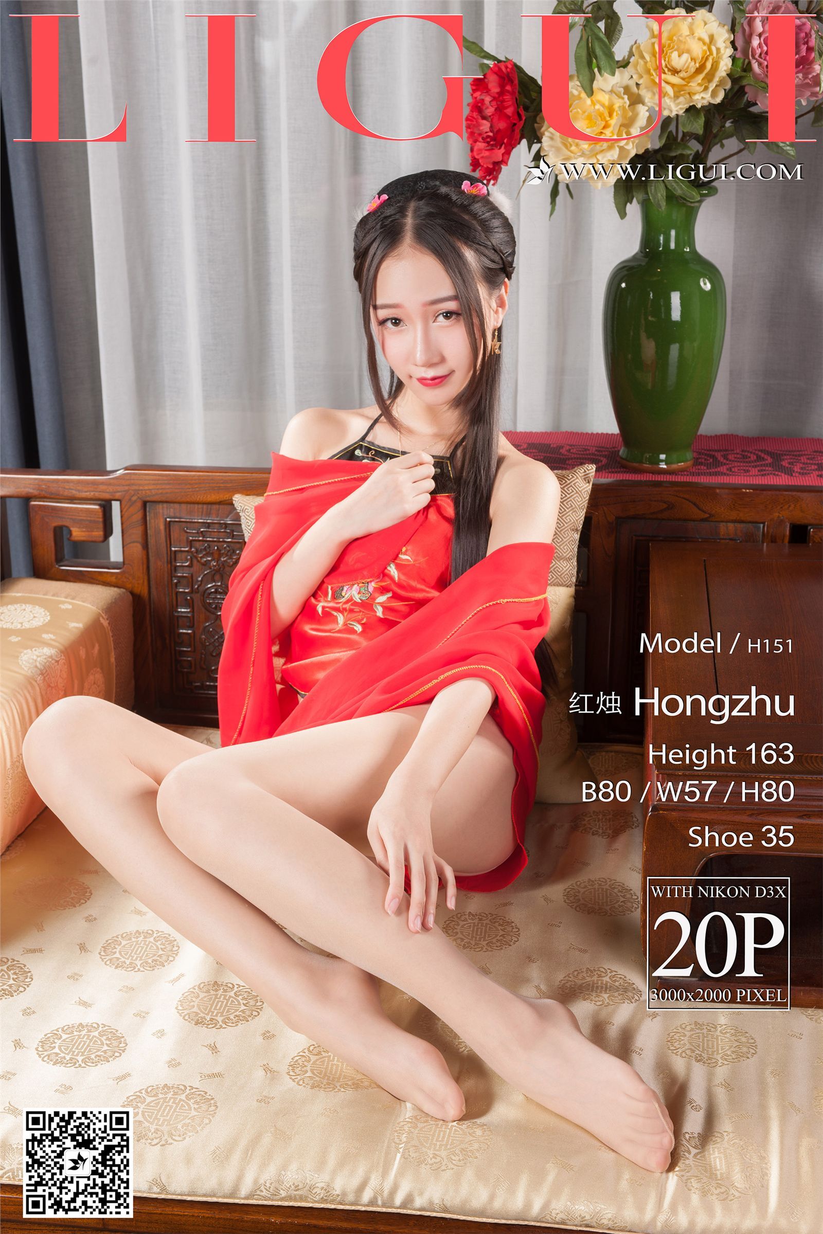 [ligui cabinet] May 8, 2017 fashion photo model red candle