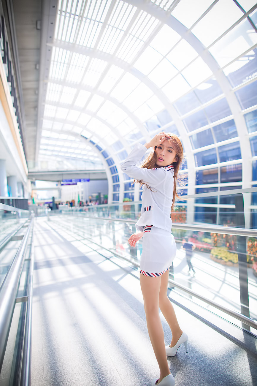 Liu Siqi, beautiful stewardess, Hong Kong International Airport