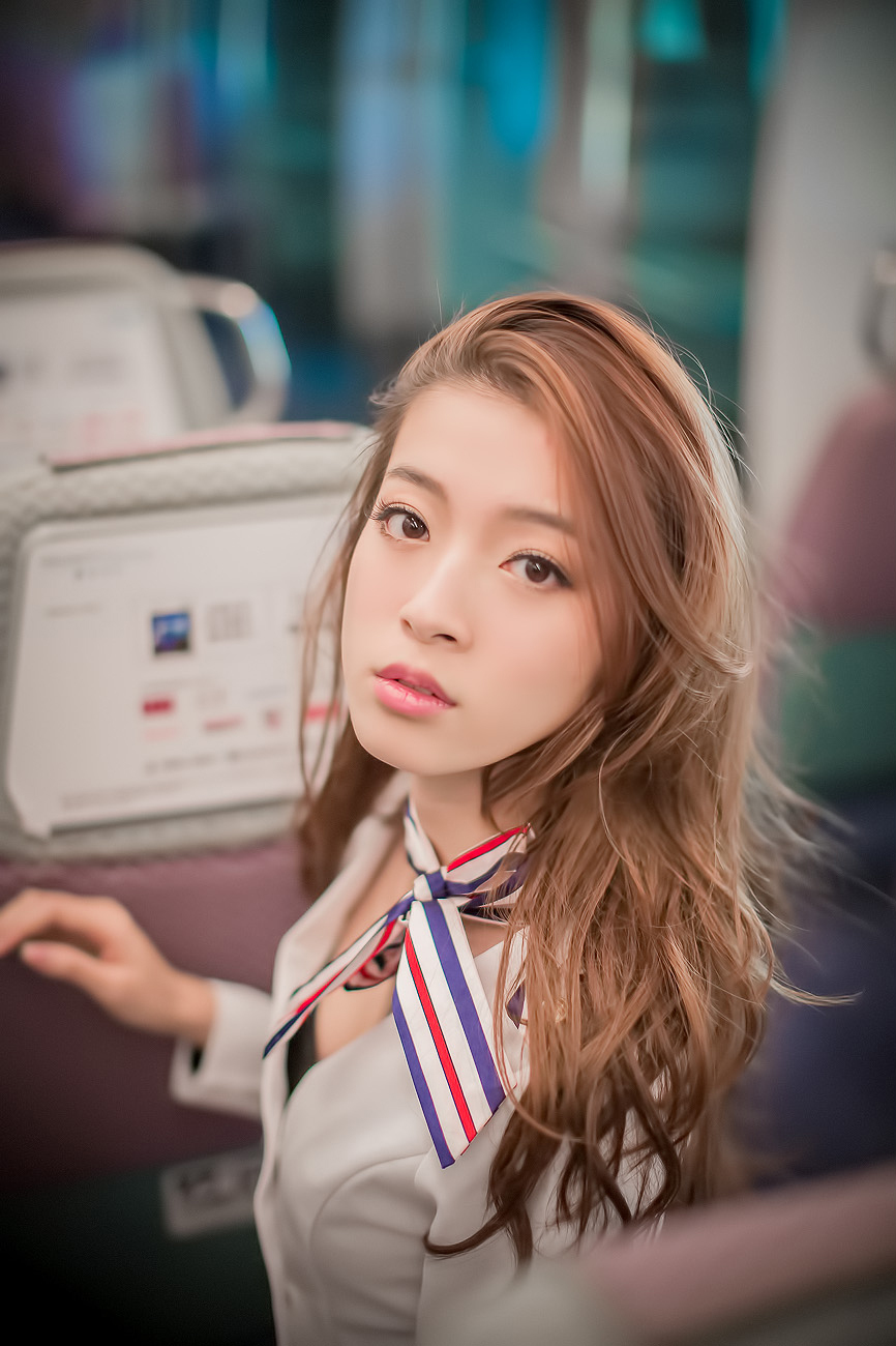 Liu Siqi, beautiful stewardess, Hong Kong International Airport