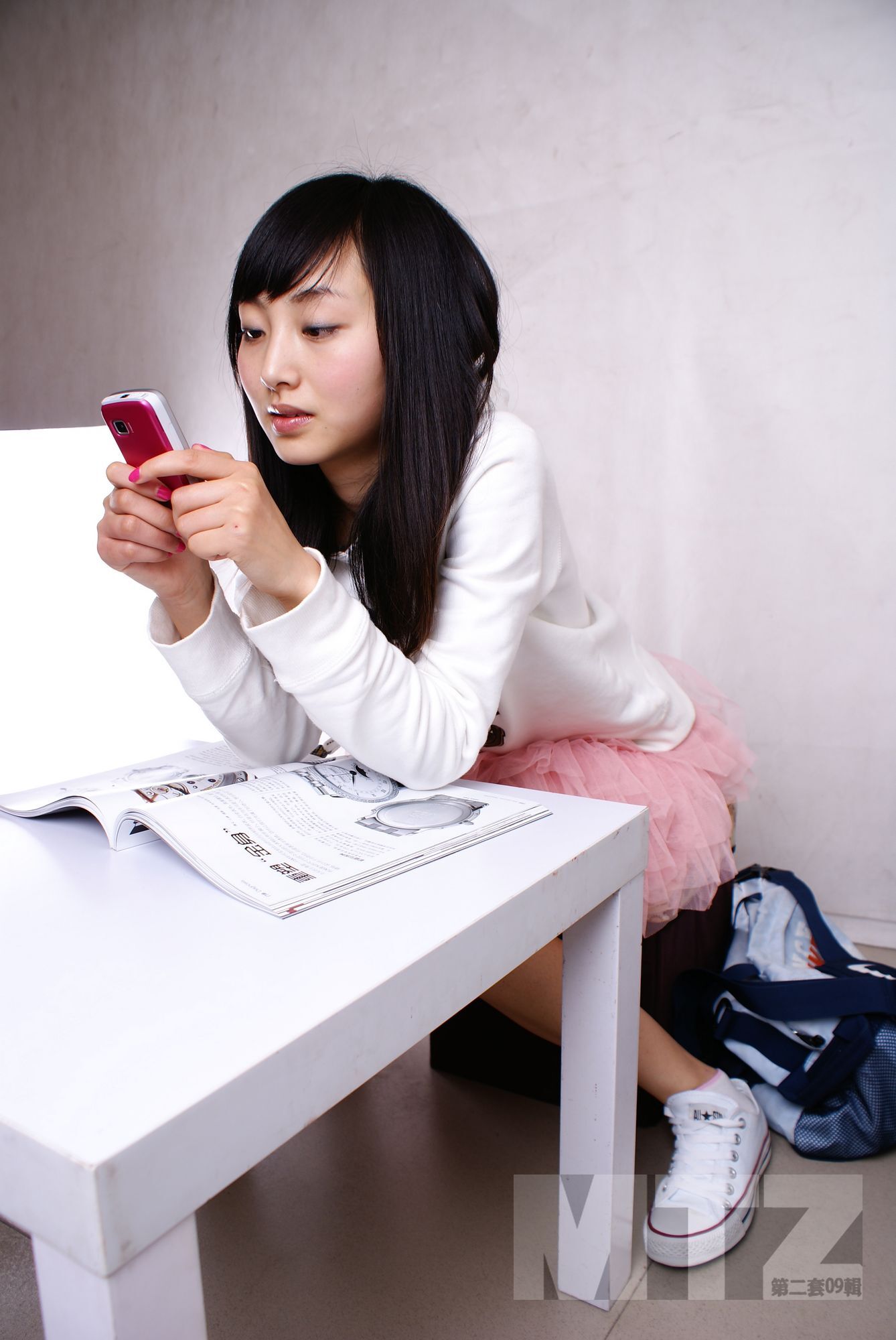 Beautiful legs desk girl