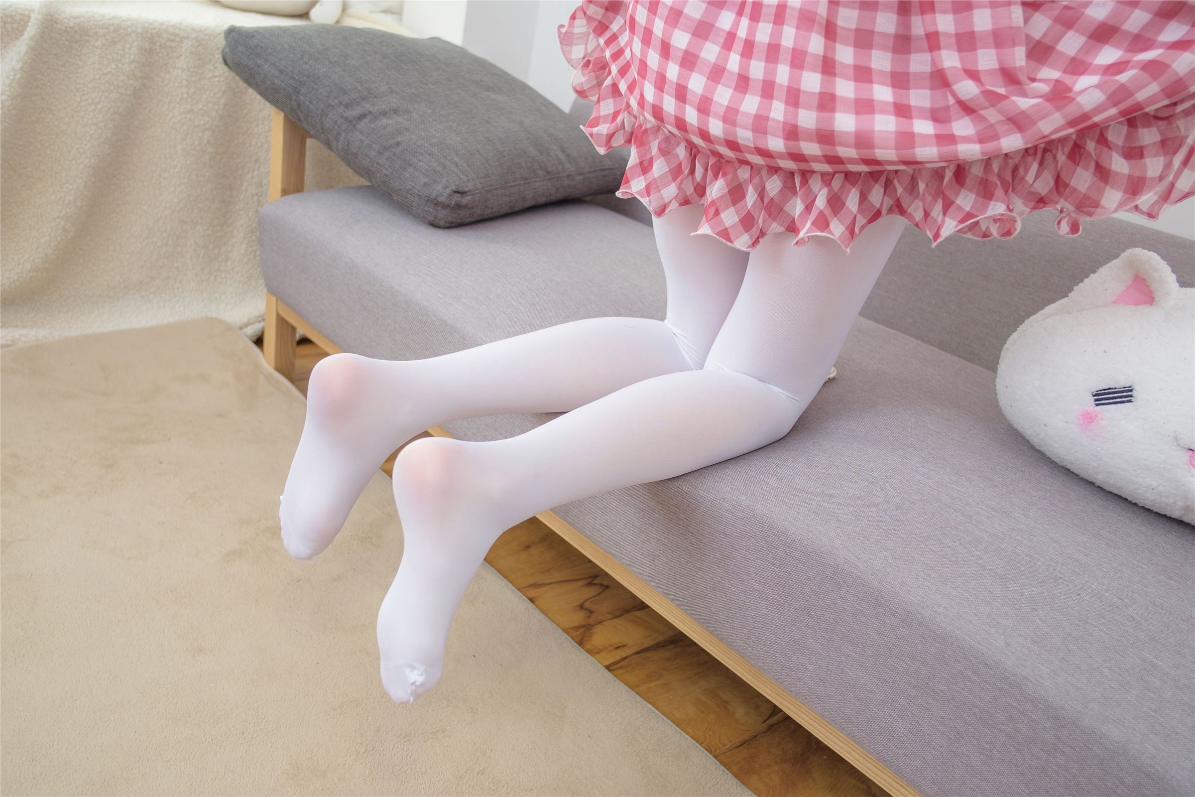 [Sen Luo consortium] rolice foot photo r15-011 red plaid skirt white silk mm