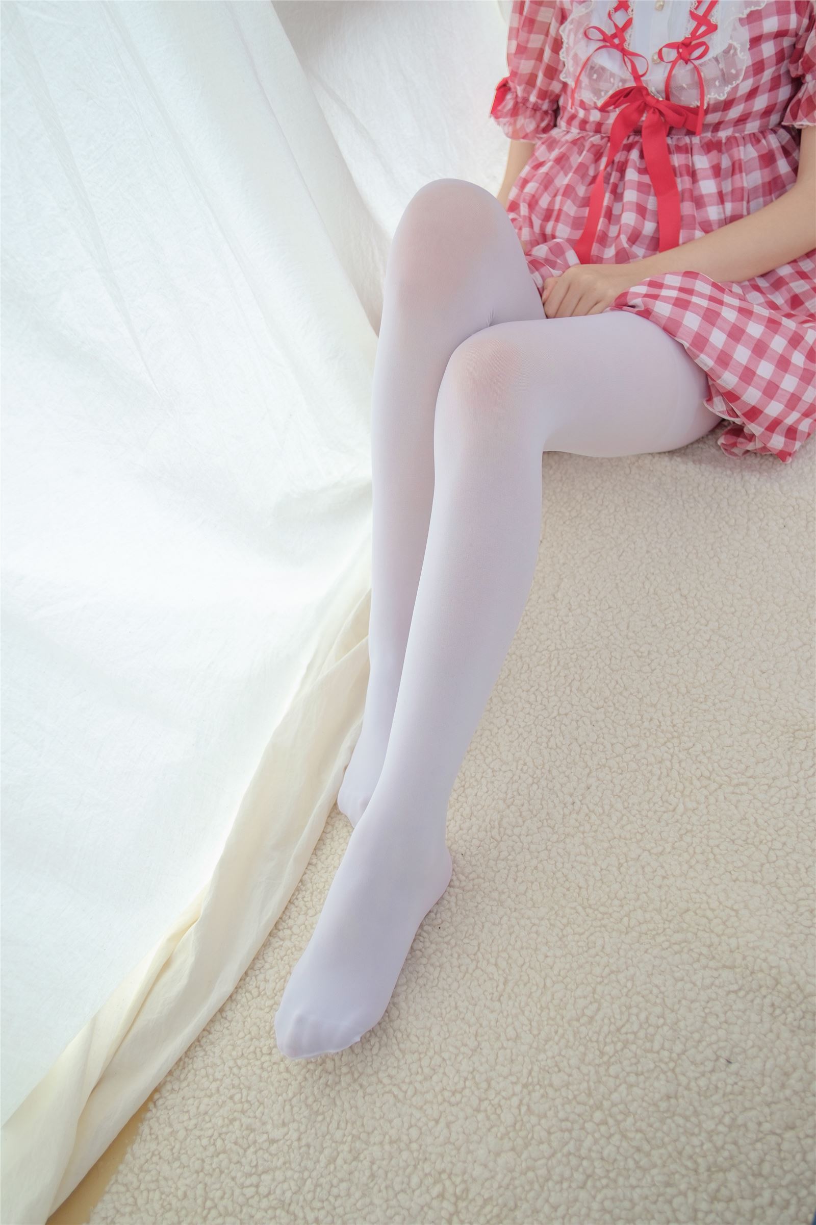 [Sen Luo consortium] rolice foot photo r15-011 red plaid skirt white silk mm