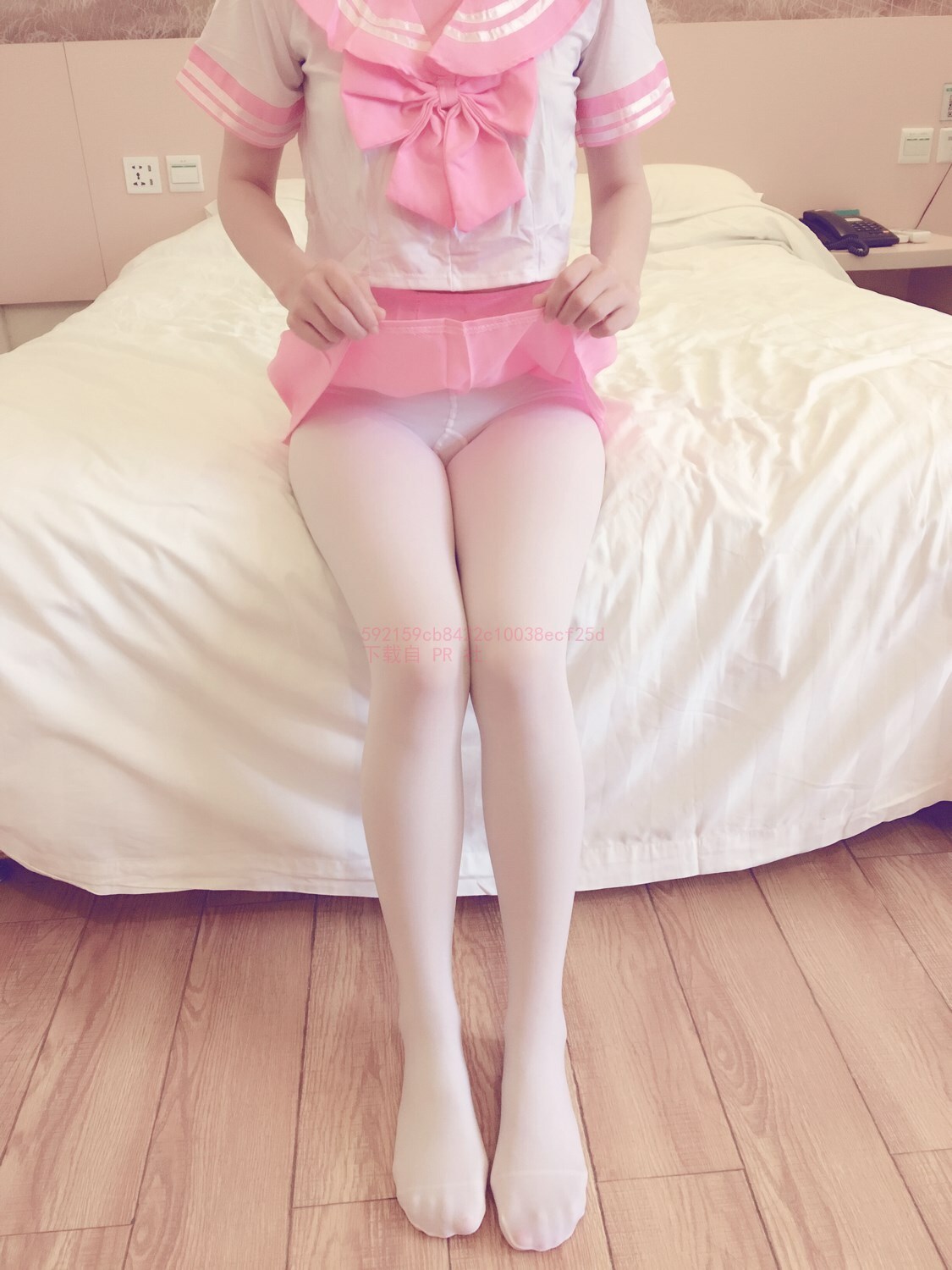 Anna cha - Pink sailor suit white silk