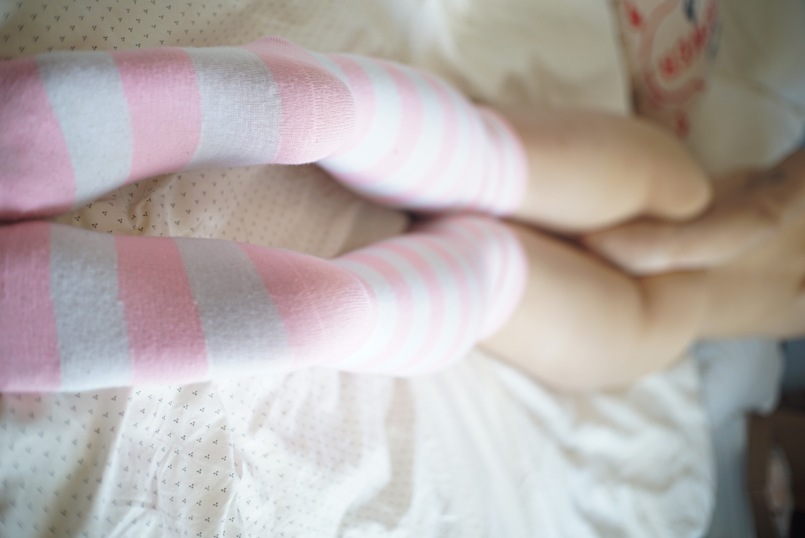 Cat's tail pink silk socks