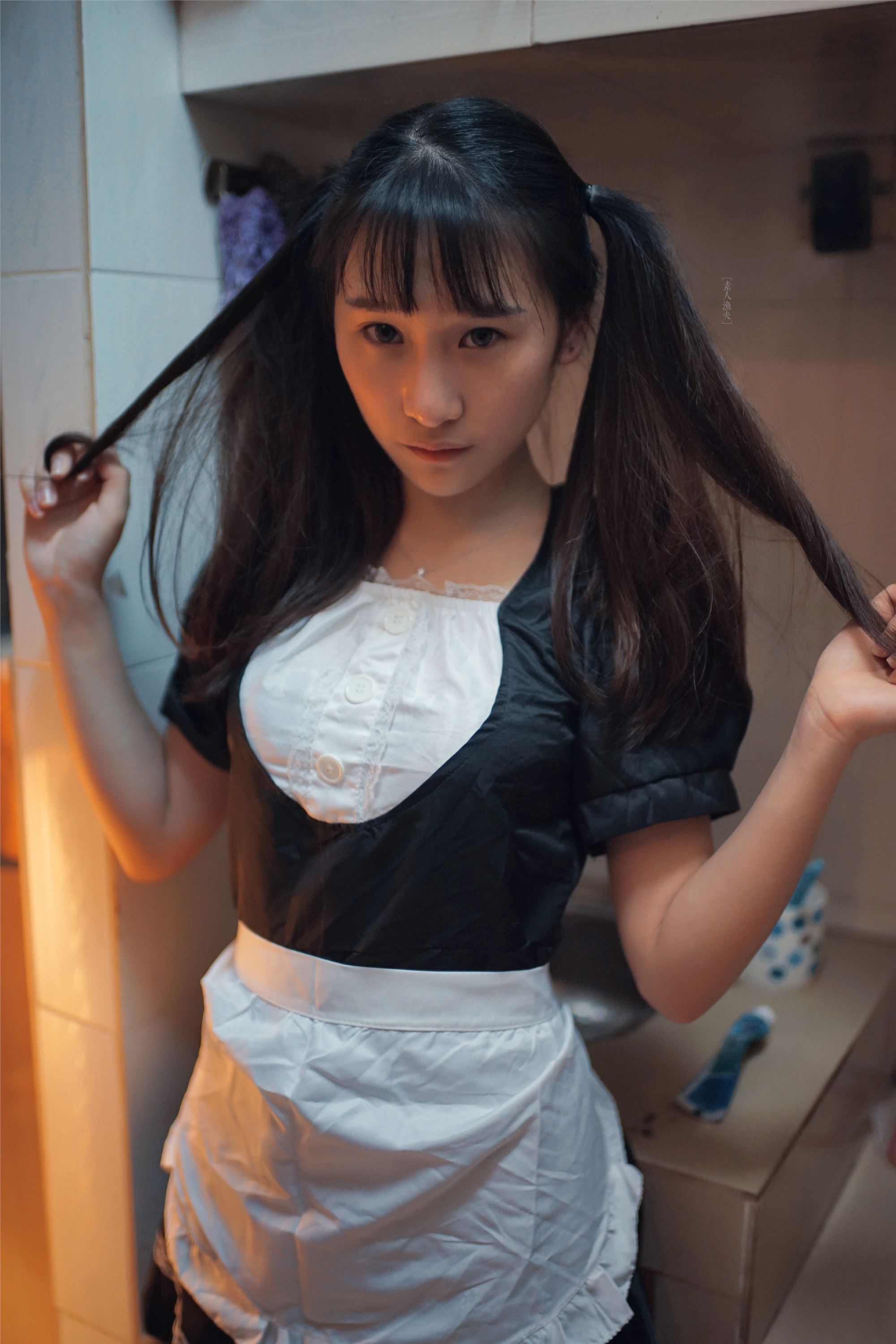 Shenzhen school uniform double horsetail cute girl maid's trip to Hong Kong