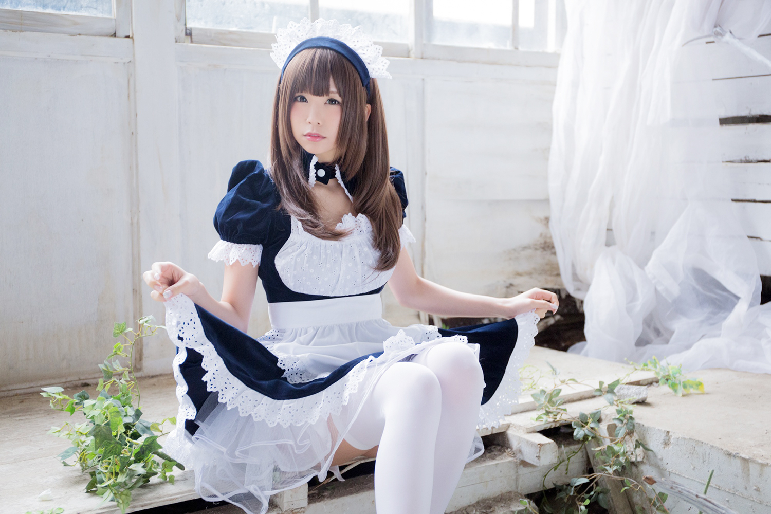 White silk maid of rabbit play picture series 2