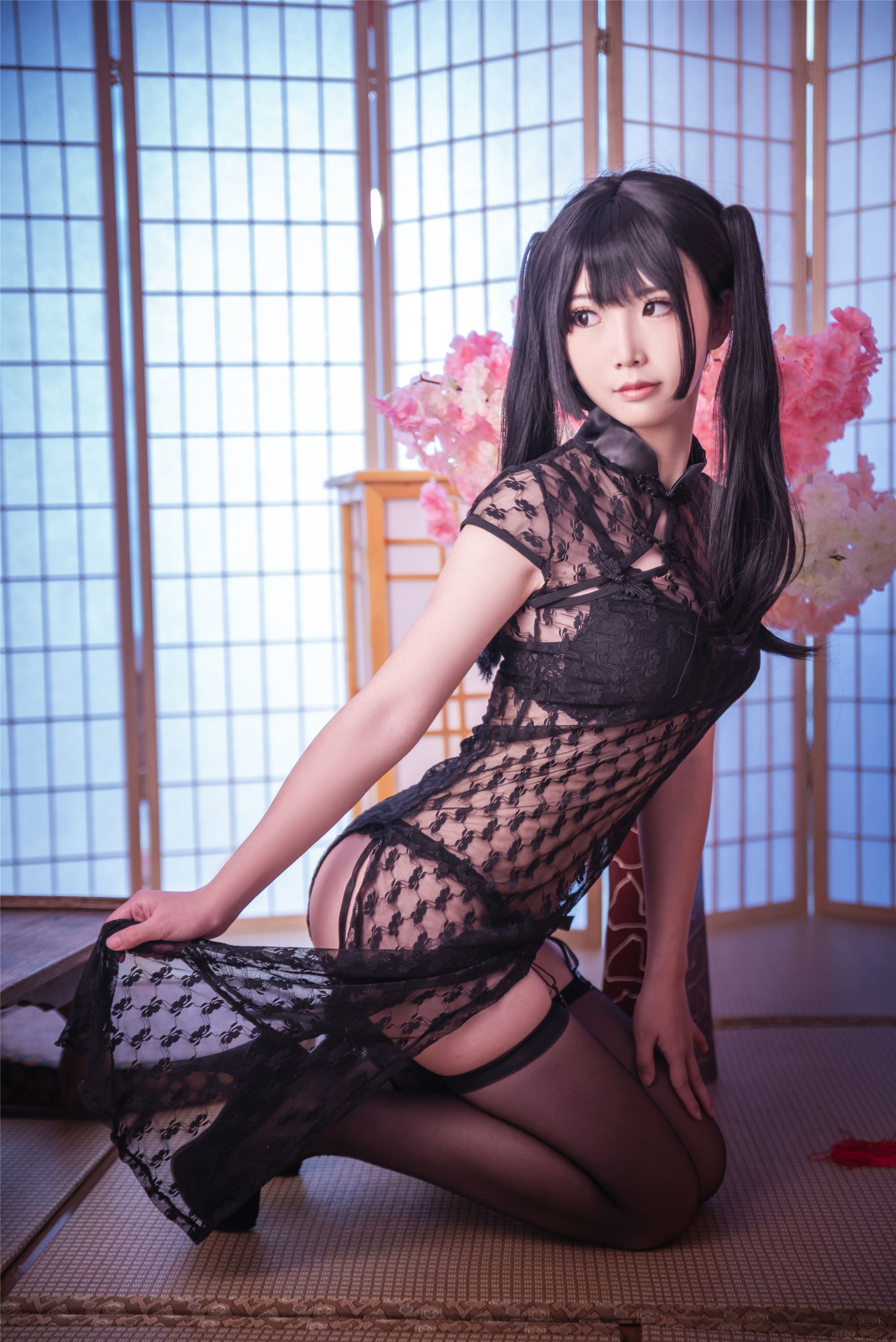 Coser pastry Fairy - black silk Qipao