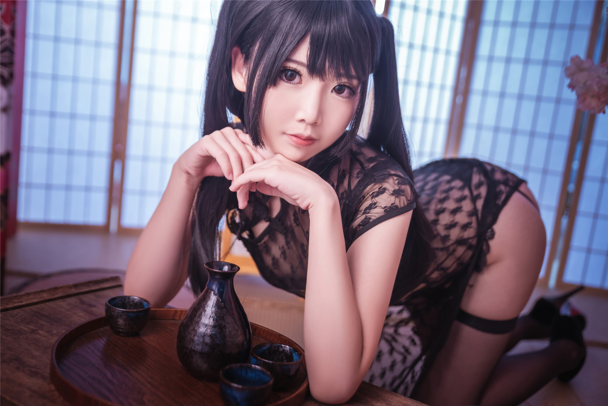 Coser pastry Fairy - black silk Qipao