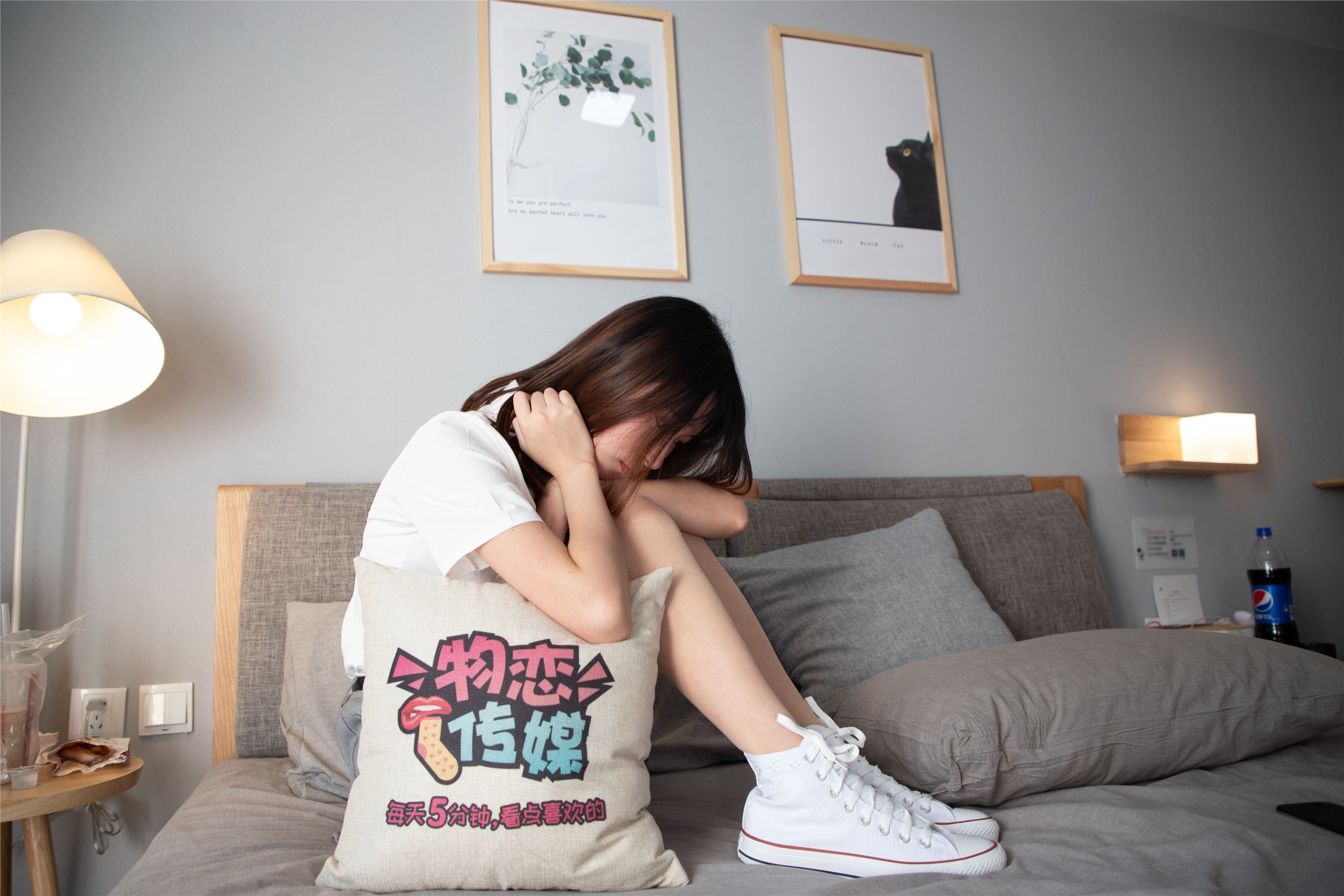 Material love media cat's ear JK uniform and boat socks canvas shoes no.088