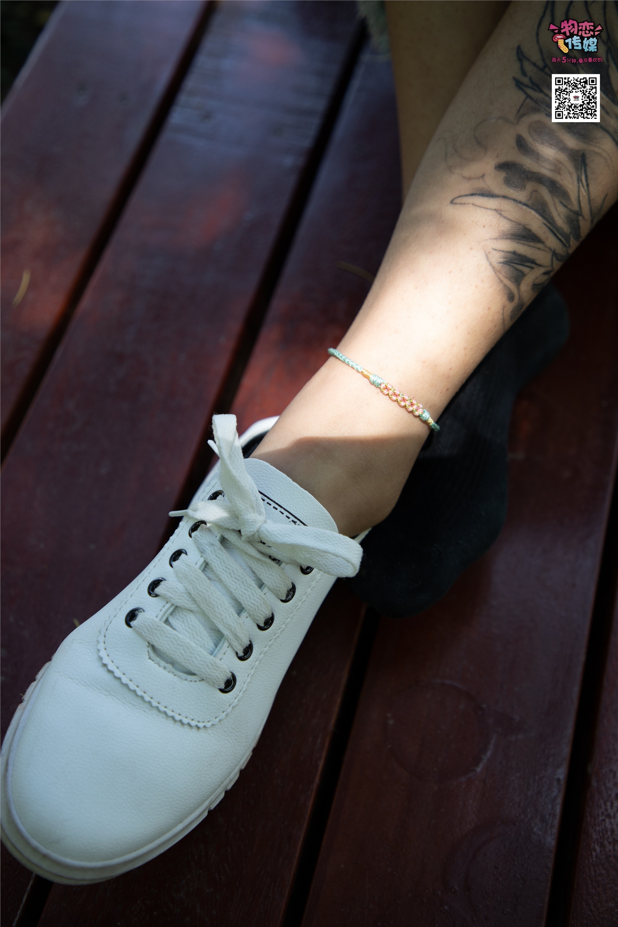 Love media no.011 pure girl next door, white shoes with black socks, cool summer