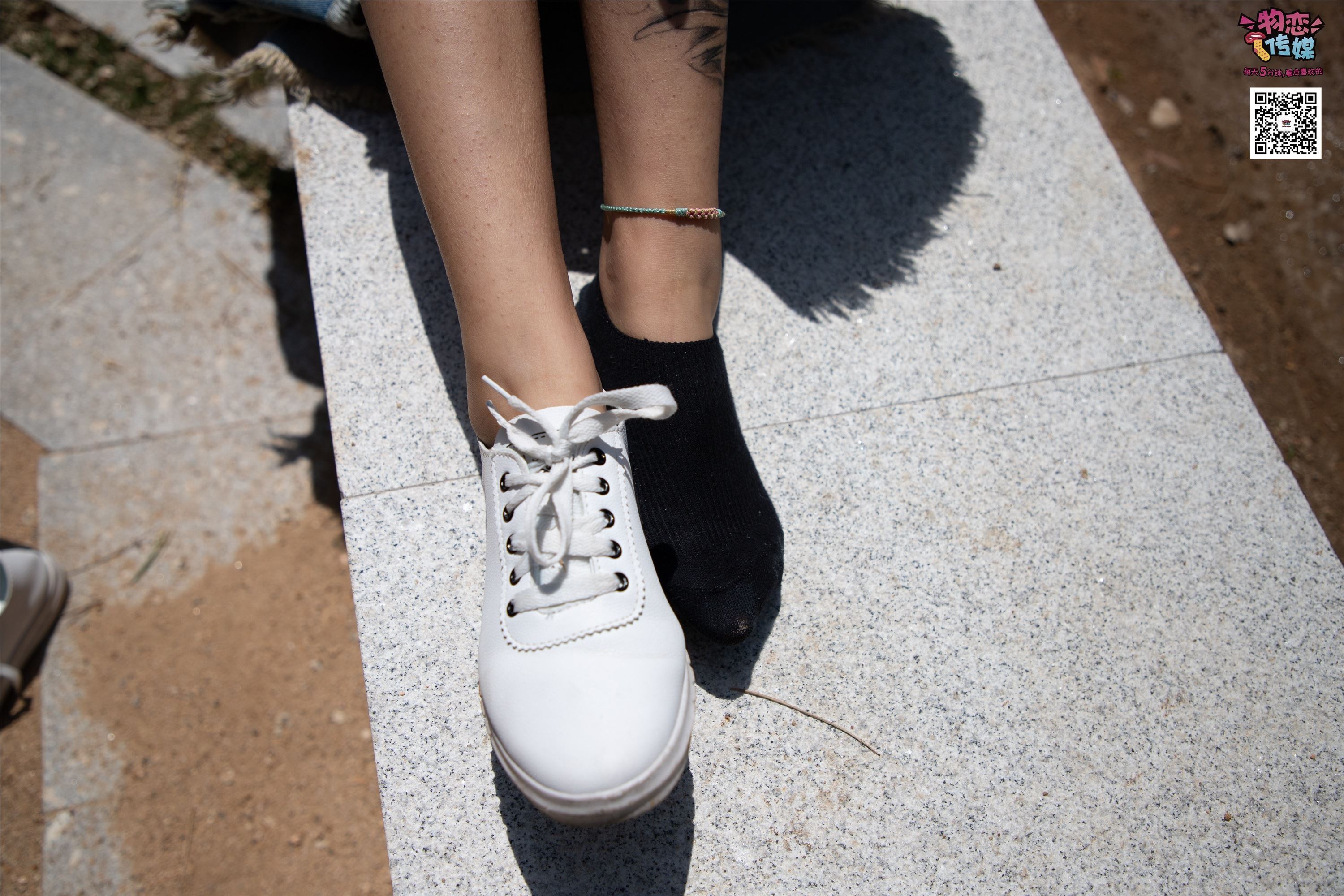 Love media no.011 pure girl next door, white shoes with black socks, cool summer