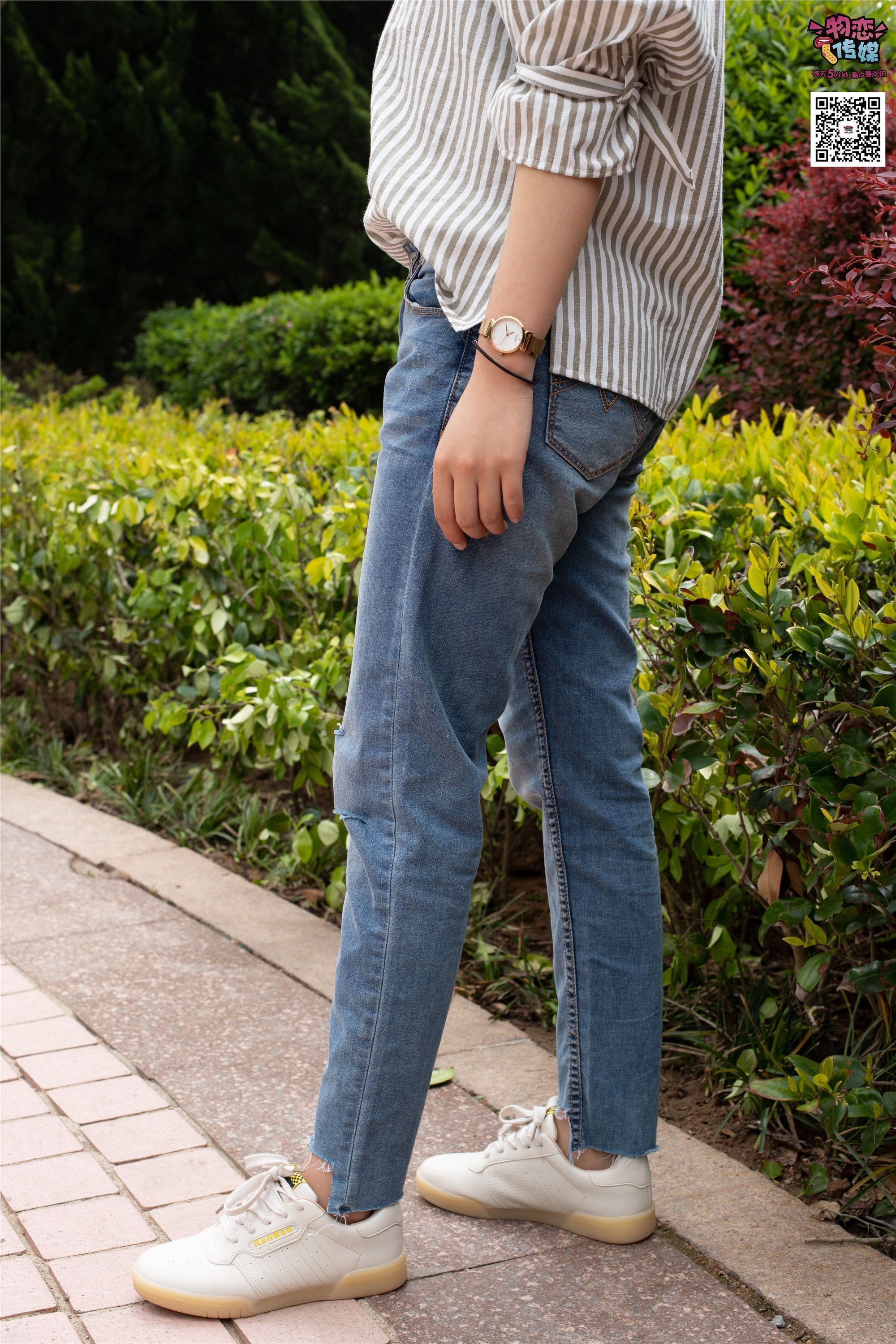 Love media No.014 high cold style of big sister Oh, small white shoes with pink boat socks