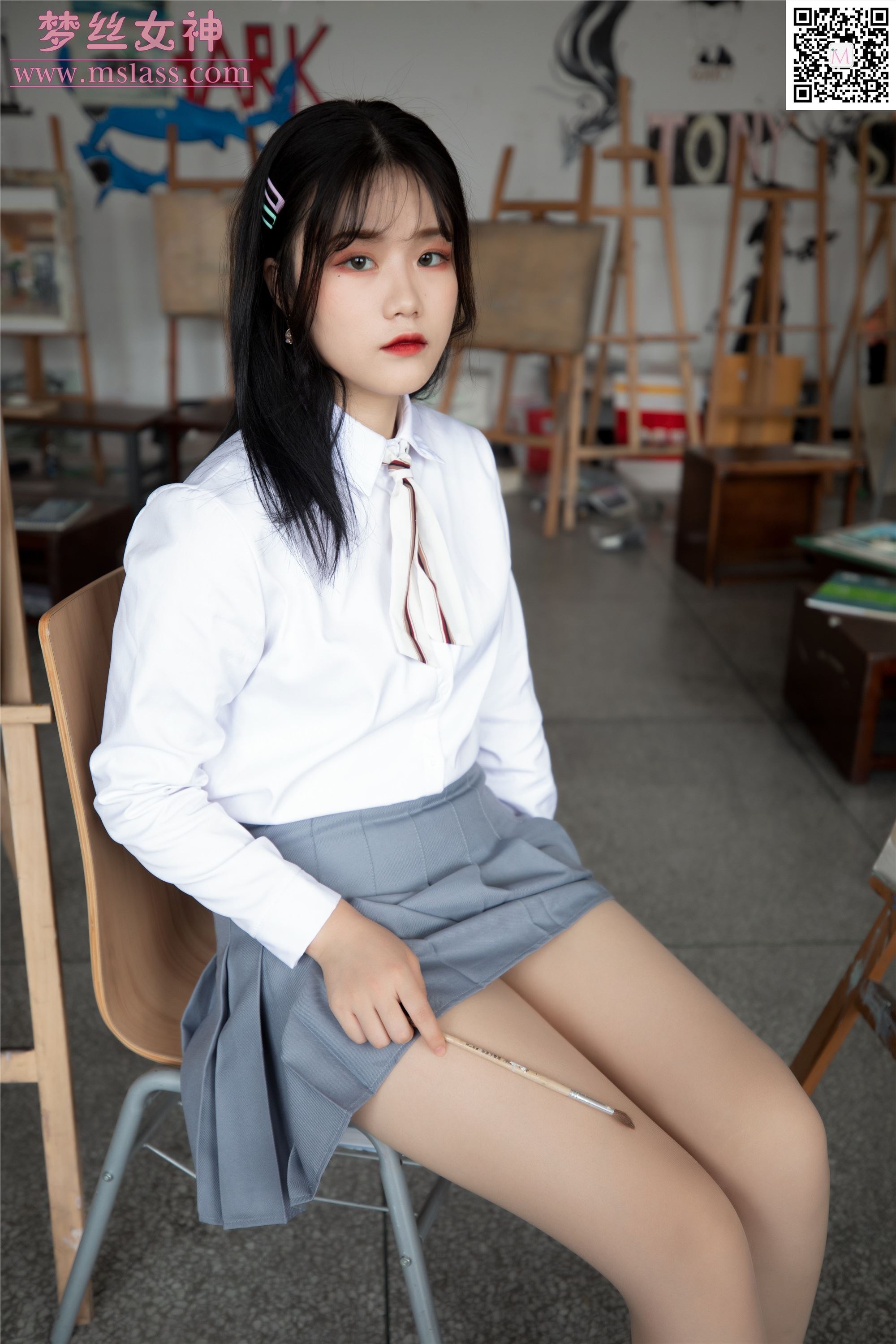 MSLASS梦丝女神 2019-09-25 Vol.053 恬恬 画室少女