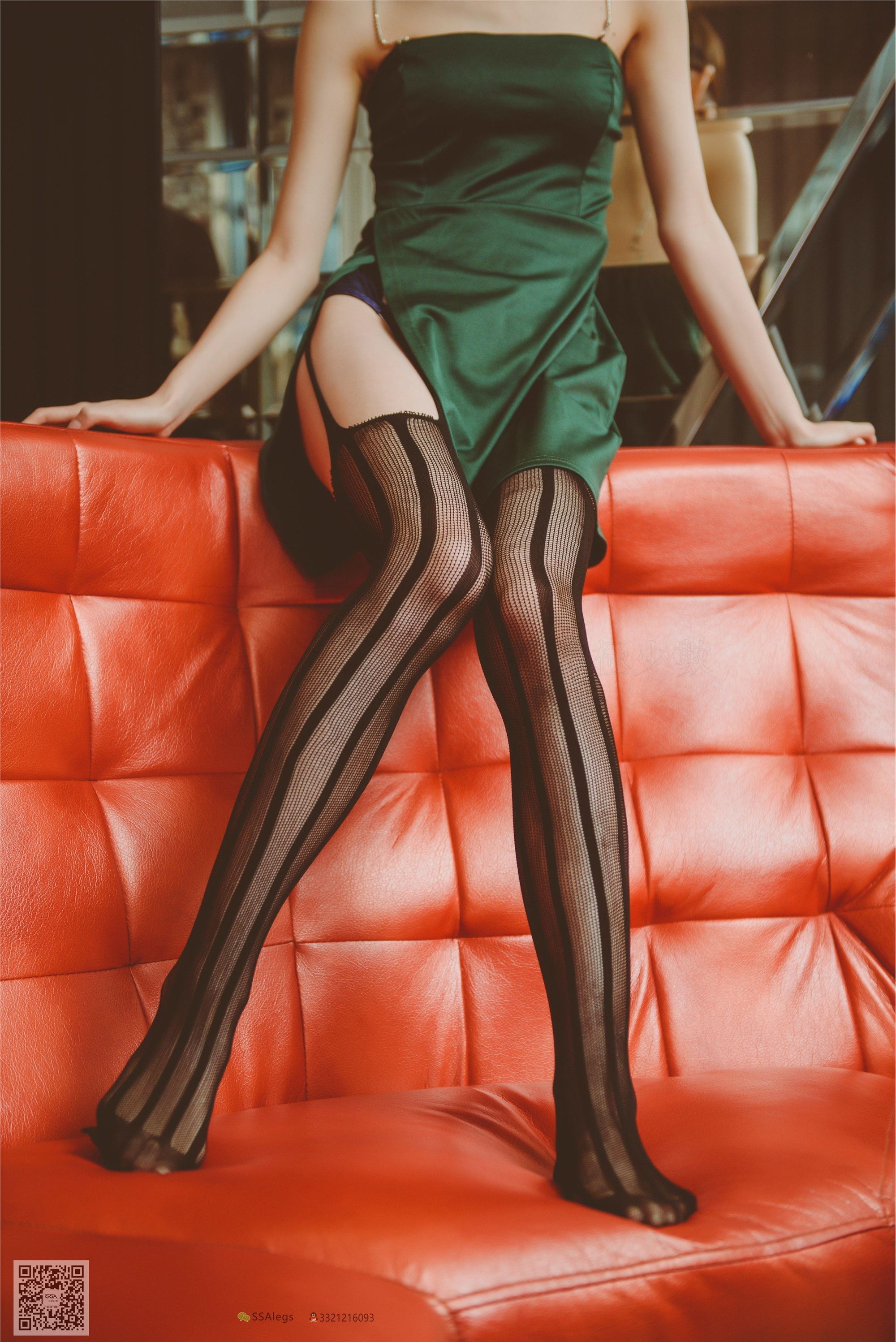 Close up of charming black silk stockings in the KTV box of SSA silk society vol.0019