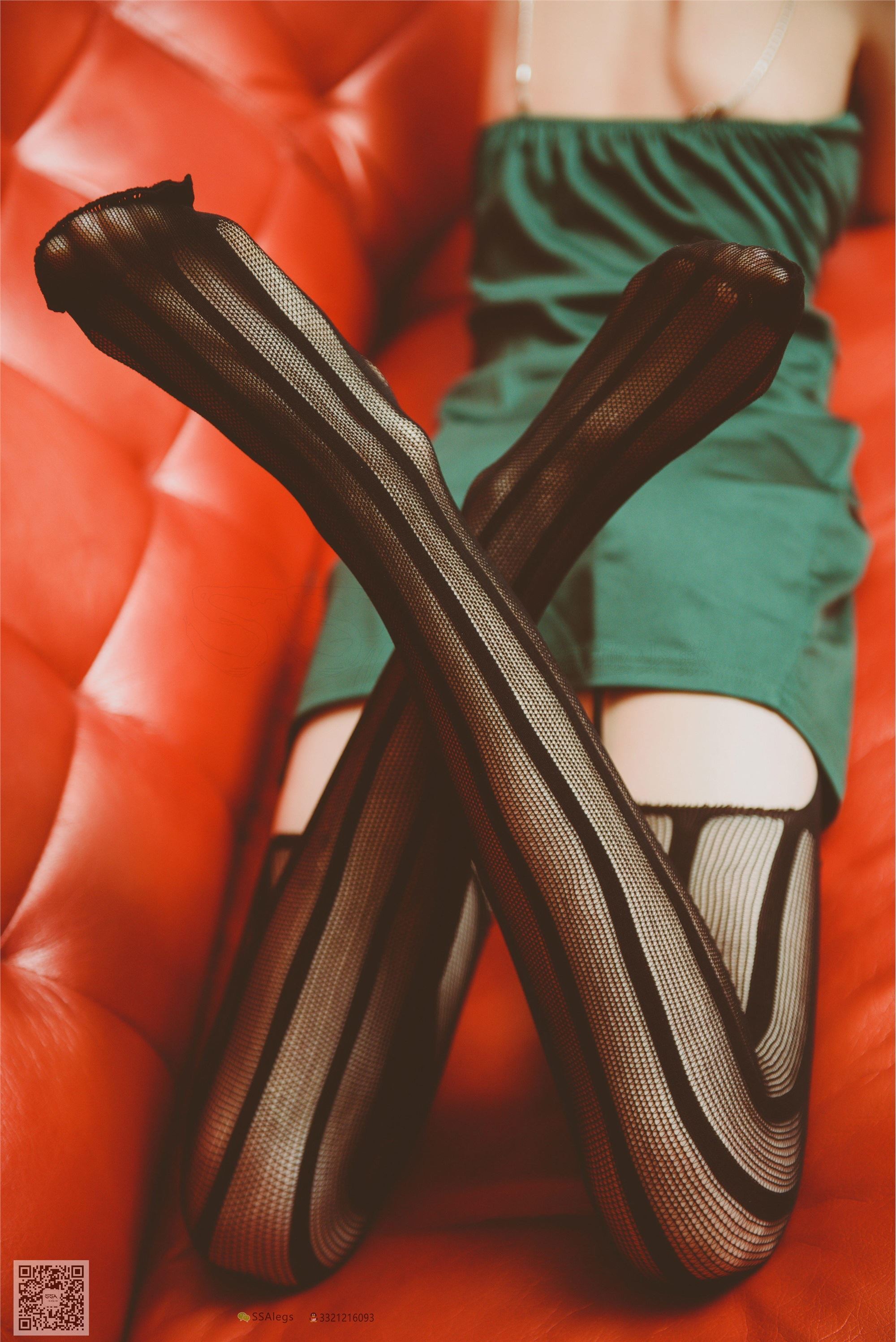 Close up of charming black silk stockings in the KTV box of SSA silk society vol.0019