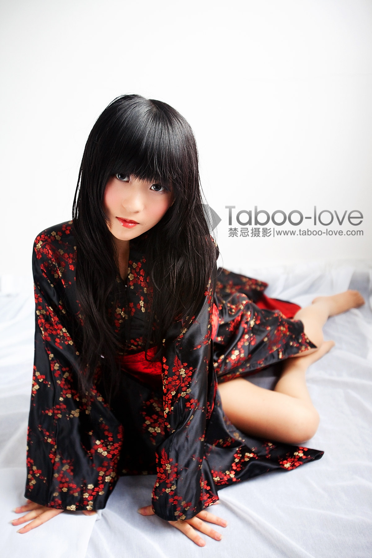 Japanese doll taboo love rope art in sunshine room