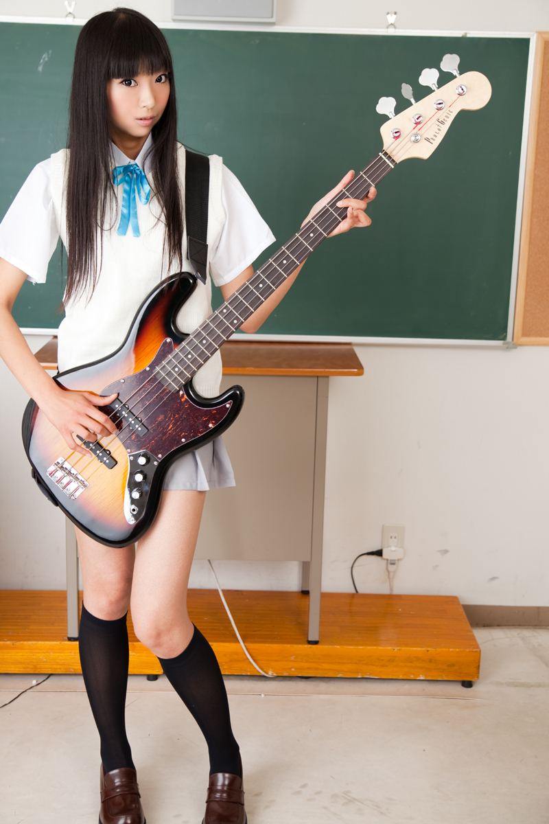 Silk stockings beauty guitar campus cosplay