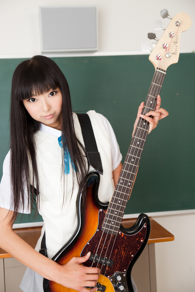 Silk stockings beauty guitar campus cosplay