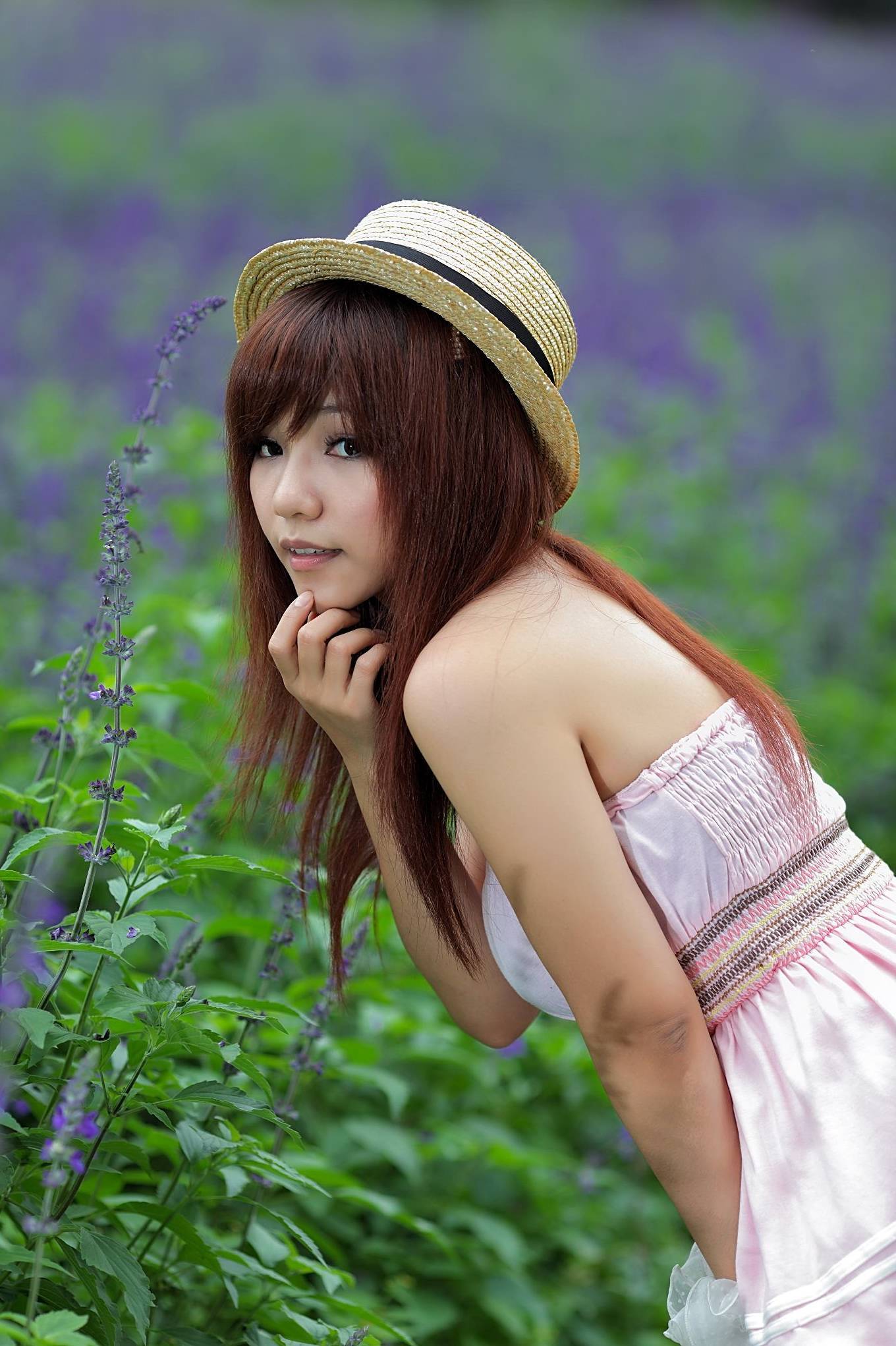 High definition pictures of beautiful girl in flower farm