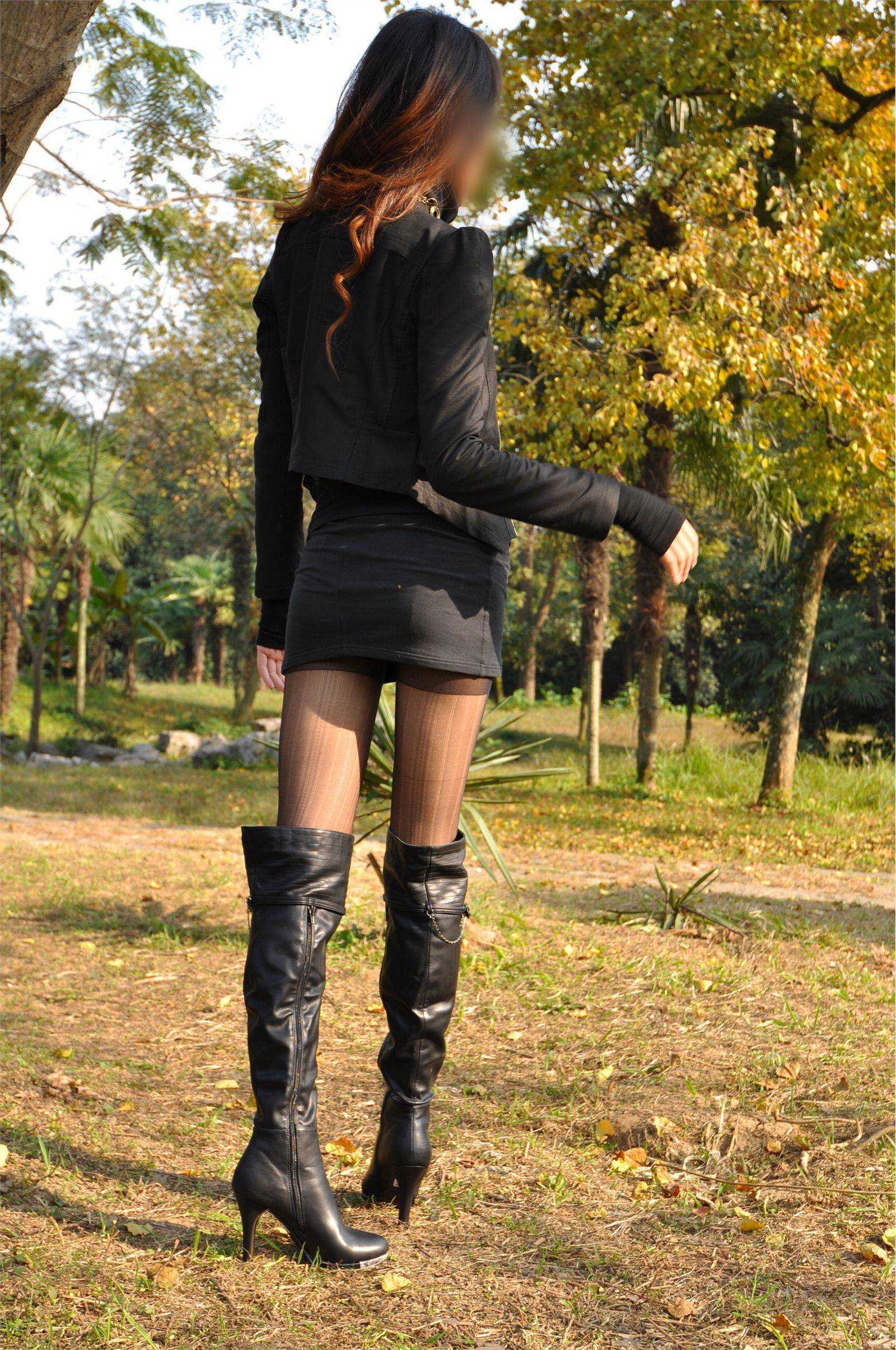 [silk dance VIP] no.351 early autumn beautiful boots silk dance real park outdoor shooting beautiful stockings beauty